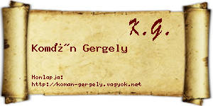 Komán Gergely névjegykártya